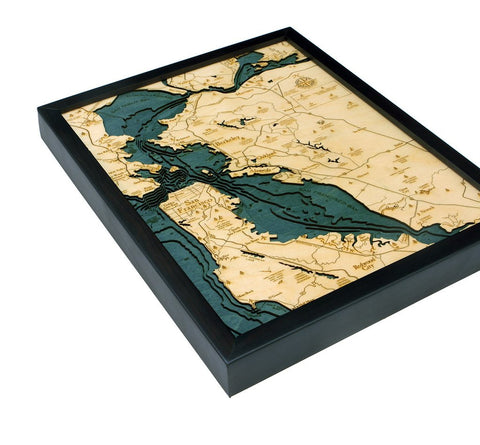 San Francisco, California 3-D Nautical Wood Chart