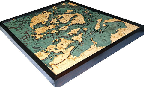 San Juan Islands, 3-D Nautical Wood Chart