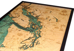 Salish Sea, 3-D Nautical Wood Chart
