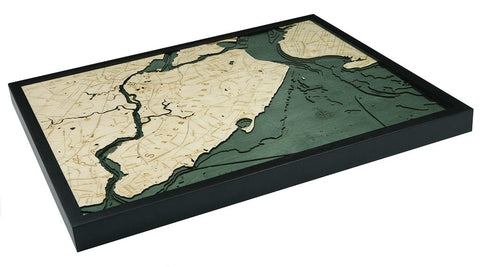 Staten Island, New York 3-D Nautical Wood Chart