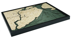 Staten Island, New York 3-D Nautical Wood Chart