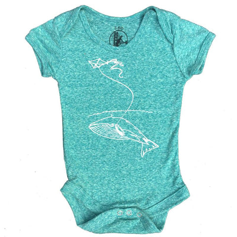 Infant Heather Teal Whale With Kite Bodysuit Onesie