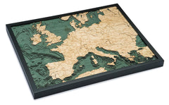 Western Europe 3-D Nautical Wood Chart