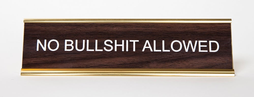 NO BULLSHIT ALLOWED NAMEPLATE