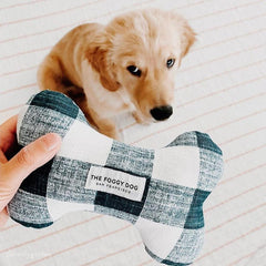 Navy Blue Gingham Dog Squeaky Toy